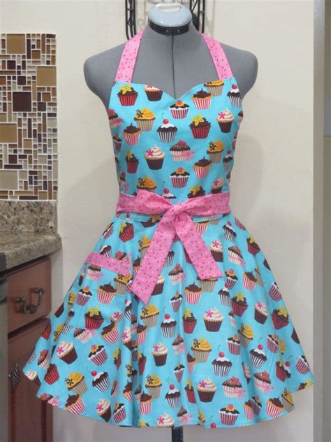 Sweetheart Hostess Apron Cupcakes On Blue Full Of Twirl Etsy Love