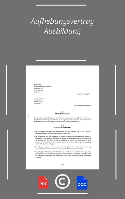 Aufhebungsvertrag Ausbildung Muster Pdf Word