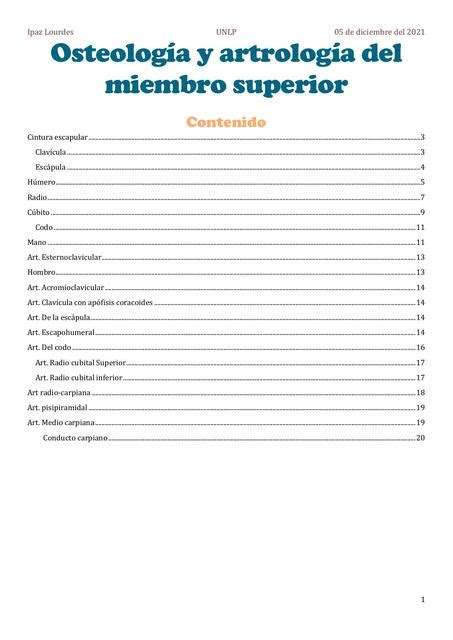 Osteología y Artrología del Miembro Superior Luly Ipaz uDocz