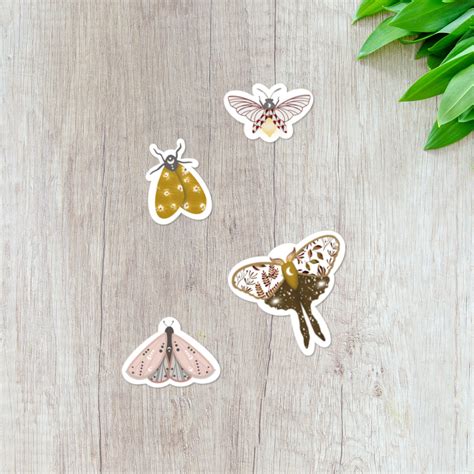 Moth Sticker Set 4 Moth Sticker Pack Cottagecore Aesthetic Etsy