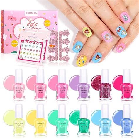 Tomicca Kinder Nagellack Set Farben Ungiftig Geruchlos Peel Off Aqua