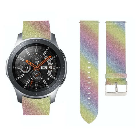 Samsung Galaxy Watch Mm Leren Glitter Bandje Regenboog