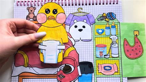 🌸paper Diy🌸 Babysitting Baby Care Tutorial Paper Duck Asmr Youtube