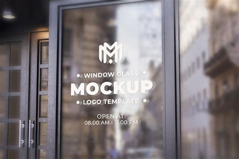 Logo Mockup Window Glass Sticker Realista Archivo Psd Premium