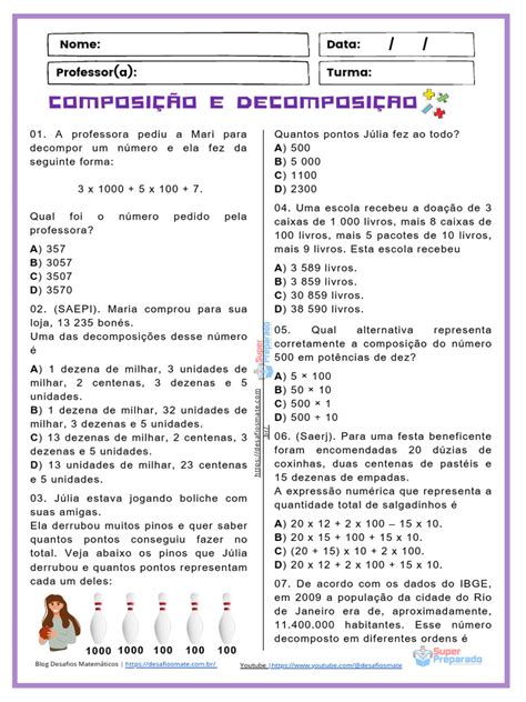 Composição E Decomposição Atividade 4º Ano Pdf