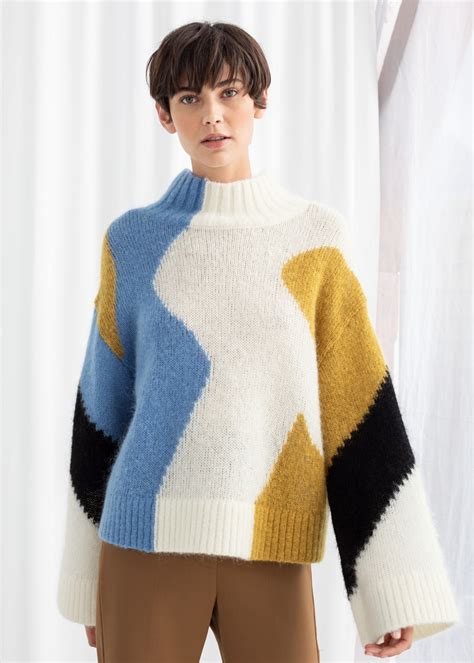 & Other Stories + Colour Block Mock Neck Sweater