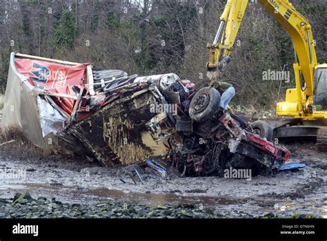 High Wind Lorry Crash A Lorry Lies Beneath The Foyle Bridge In