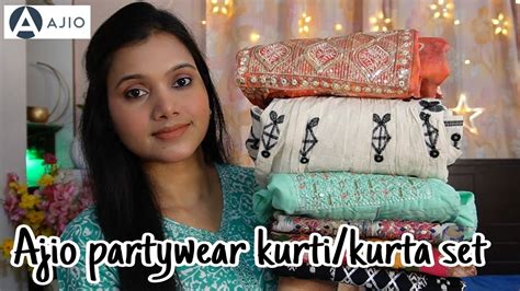 Ajio Partywear Kurti Kurta Set Haul Celebrity Inspired Kurta Set