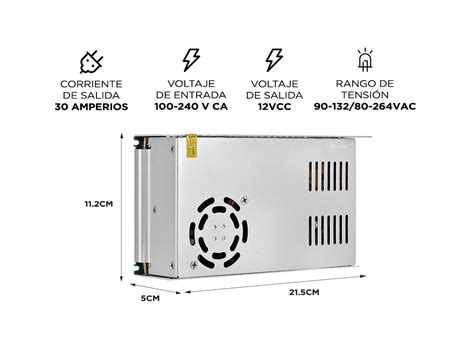 Fuente Switching 12v 30a 30amp Regulada Metalica Tira Led Cc Bidcom