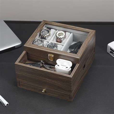 激安ブランド Lifomenz Co Wooden Watch Box for Men Jewelry Organizer with