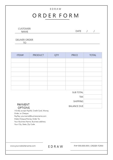 Order Form Template Edrawmax Templates - Riset