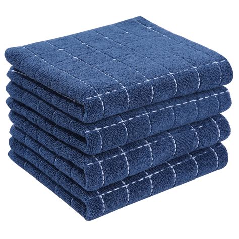 Homaxy Cotton Terry Kitchen Towels Navy Blue X Inches