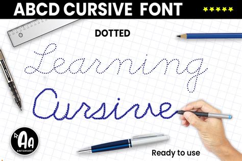 Abcd Cursive Dotted Font By Antarart · Creative Fabrica