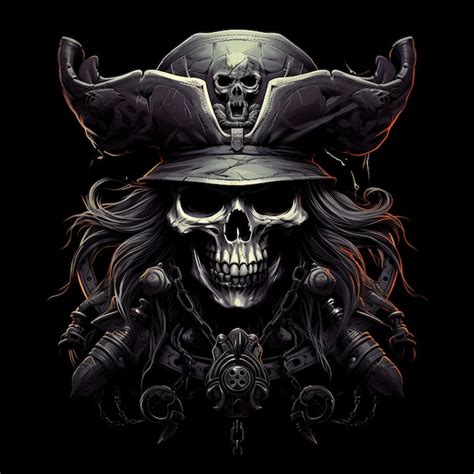 Premium Ai Image Skull Pirates Tattoo Tshirt Design Dark Art