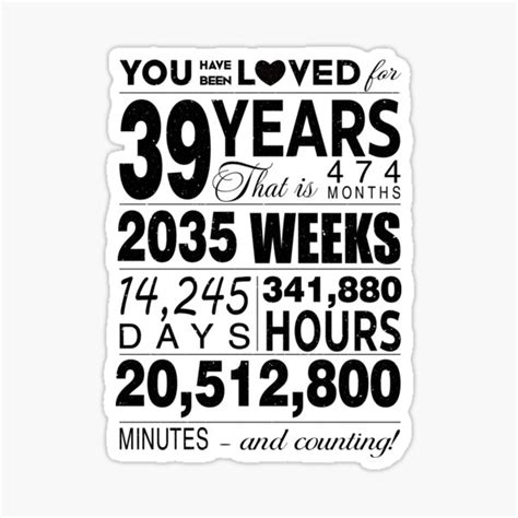 39 Years You Have Been Loved For 39 Years Celebration For 39th Birthday Party 39th Anniversary