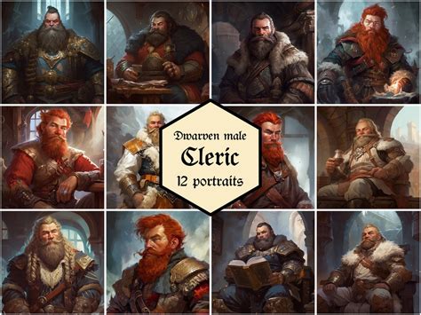 Male Dwarven Cleric Portraits 12-pack Dungeons & Dragons - Etsy