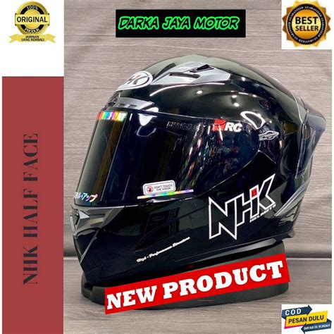 Jual HELM NHK RX9 SOLID BLACK GLOSSY PAKET GANTENG NHK FULL FACE