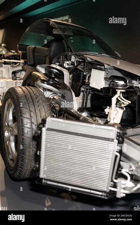 A Sports Car Under Repair The Structure Of The Car In Close Up The Radiator Of A Sports Car