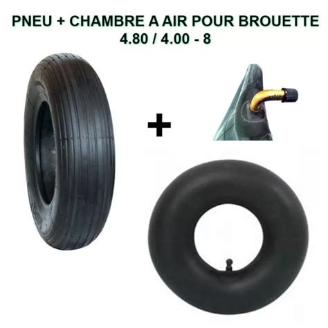 KIT SPECIAL BROUETTE Pneu 4 80 4 00 8 avec chambre à air avec valve