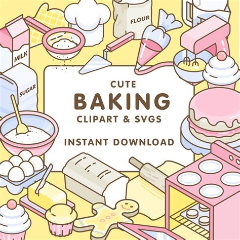 Baking Clipart, Digital Drawing, Bakery, Poster, Cute, Instant Download ...