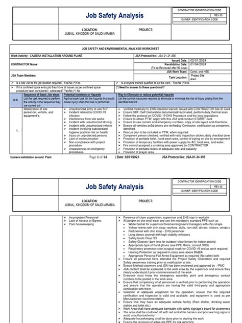 Jsa For Installation Of Cameras Pdf Lighting Crane Machine