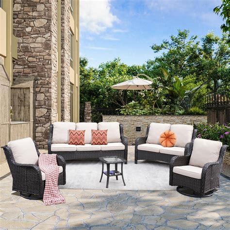 Xizzi Monet Brown Piece Wicker Patio Conversation Seating Sofa Set