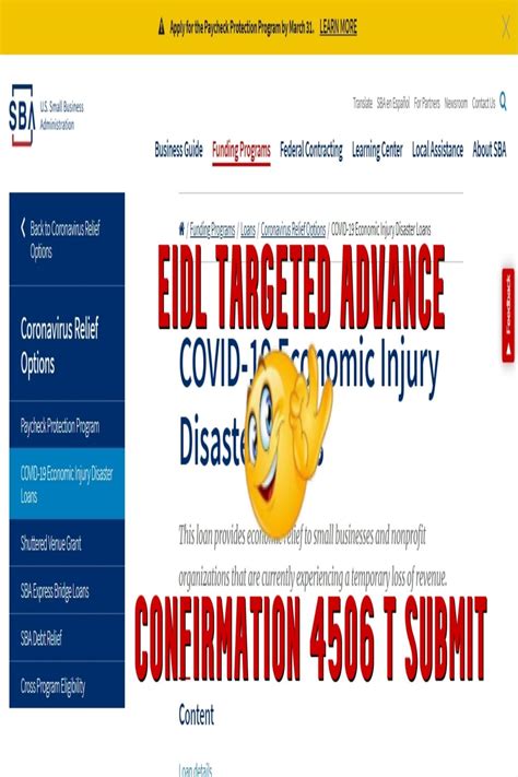 Eidl Sba Targeted Advance Portal Update Economic Injury Disaster Loan