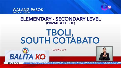 Klase Sa Ilang Lugar Sa South Cotabato Suspendido Bk Youtube