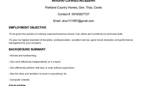 Seafarer Resume Sample My Resume Williamson