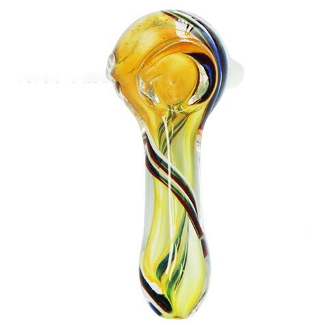 Portable Dry Herb Tobacco Heady Hand Spoon Pipes Smoking Yellow Glass