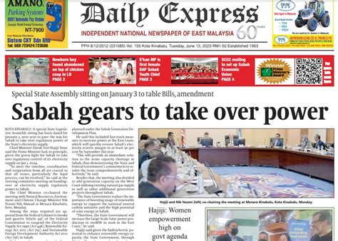 Daily Express Malaysia On Twitter Today S Front Page Sabah Gears To