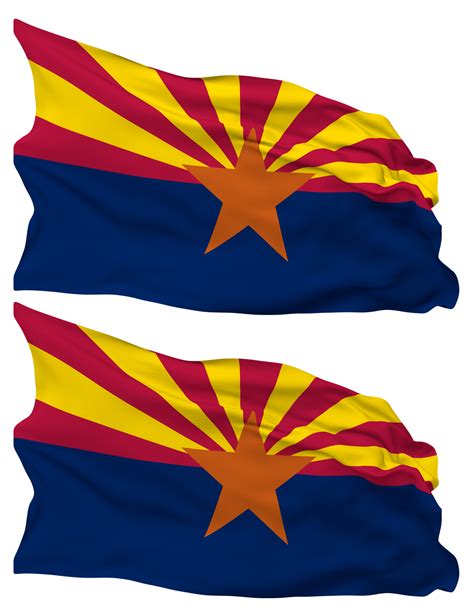 State Of Arizona Flag Waves Isolated In Plain And Bump Texture With