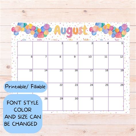 EDITABLE School Calendar, Printable Monthly, Classroom Calendar, Watercolor Calendars, Cute ...