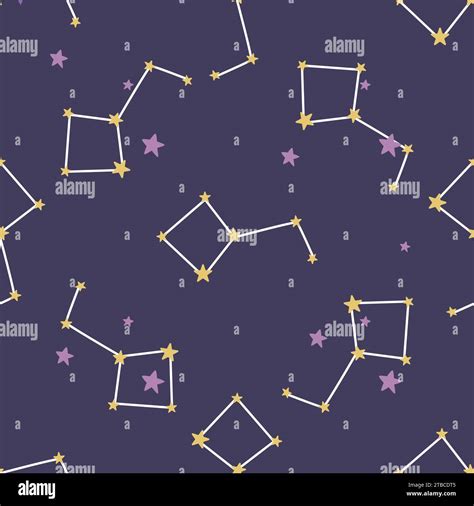 Night Seamless Constellation Pattern Background With Constellation