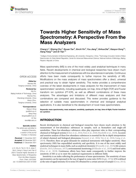 Pdf Towards Higher Sensitivity Of Mass Spectrometry A Perspective