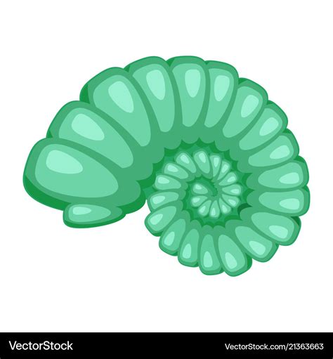 Cute Bright Green Cartoon Seashell Icon Colorful Vector Image