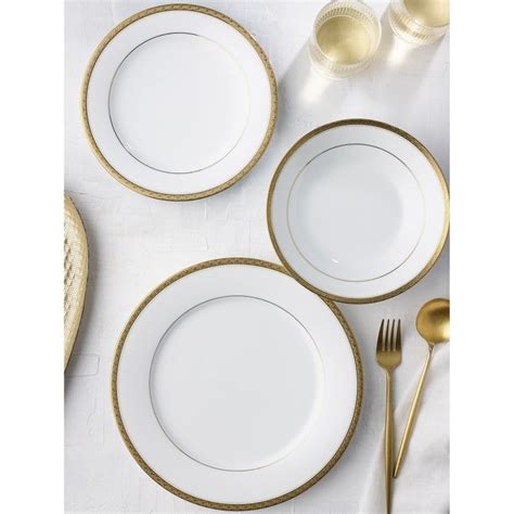 Noritake Charlotta Gold Microwave Safe Fine Porcelain Piece Dinner Set