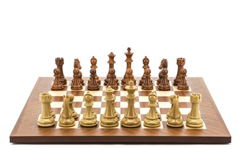 Dal Rossi Italy Chess Set Mahogany Maple Flat Board 50cm Brown And Box