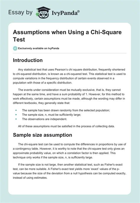 Assumptions when Using a Chi-Square Test - 534 Words | Essay Example