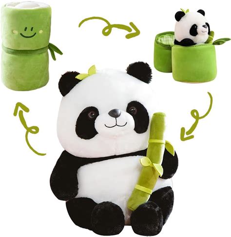 Easelr Weightedplush 12 Cute Panda Plush With Bamboo Soft