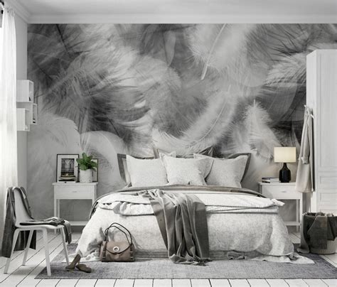 Beibehang Custom Grey Feather Wallpapers For Living Room Restaurant