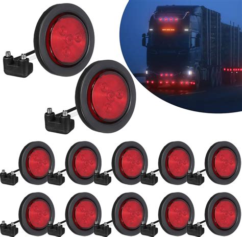 Vihose 12 Pcs Led Trailer Marker Lights 25 Inch 4 Diodes Flash Mount Marker Lights