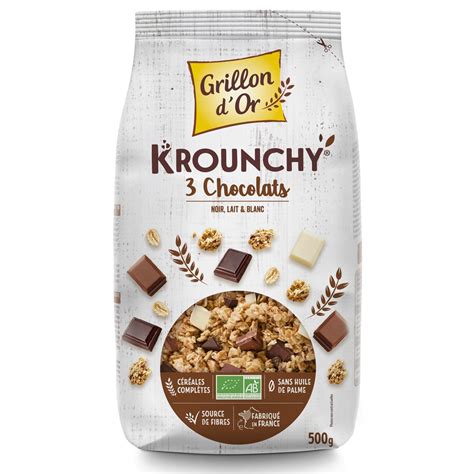 Livraison à domicile Grillon Or Céréales Krounchy 3 Chocolats BIO 500g