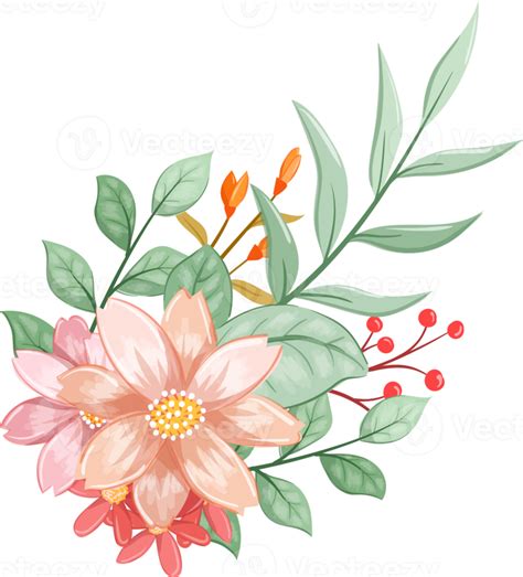 Orange Flower Arrangement With Watercolor Style Png