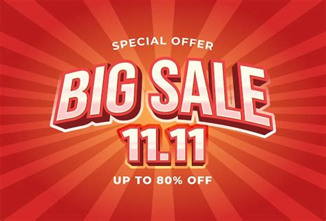 Premium Vector Big Sale 1111 With Red Background Design Vector