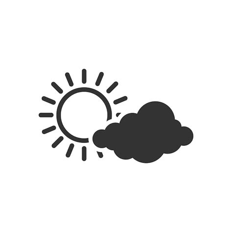 Pronóstico del tiempo icono parcialmente nublado en blanco y negro