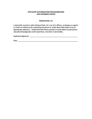 Fillable Online Applicant Authorization For Background Fax Email Print