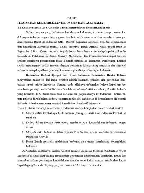 Bab Ii Pengakuan Kemerdekaan Indonesia Dari Australia Pdf