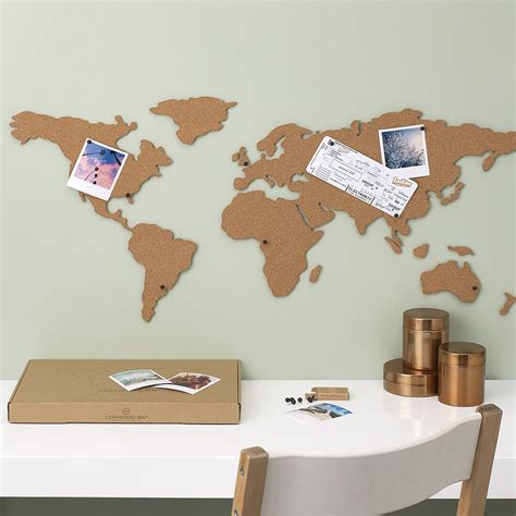 Cork Board Map Of The World - Wall Map Of The World