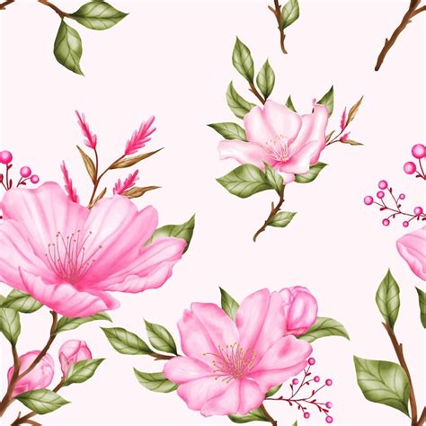 Beau Motif Floral Aquarelle Sans Couture Vecteur Premium